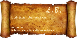 Lukács Bereniké névjegykártya